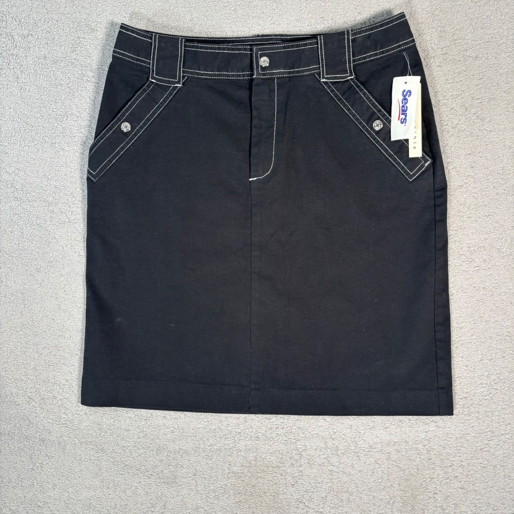 NWT Jessica‎ Sport Black White Stitch Skirt Size 10 Industrial Goth Rave Y2K Emo